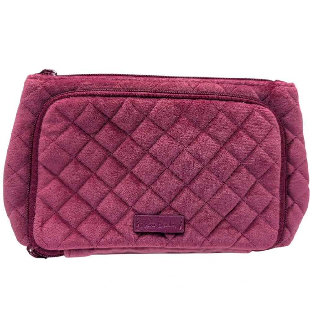 Vintage Vera Bradley Quilted Makeup‎ Bag Majestic Magenta Cosmetic Organizer